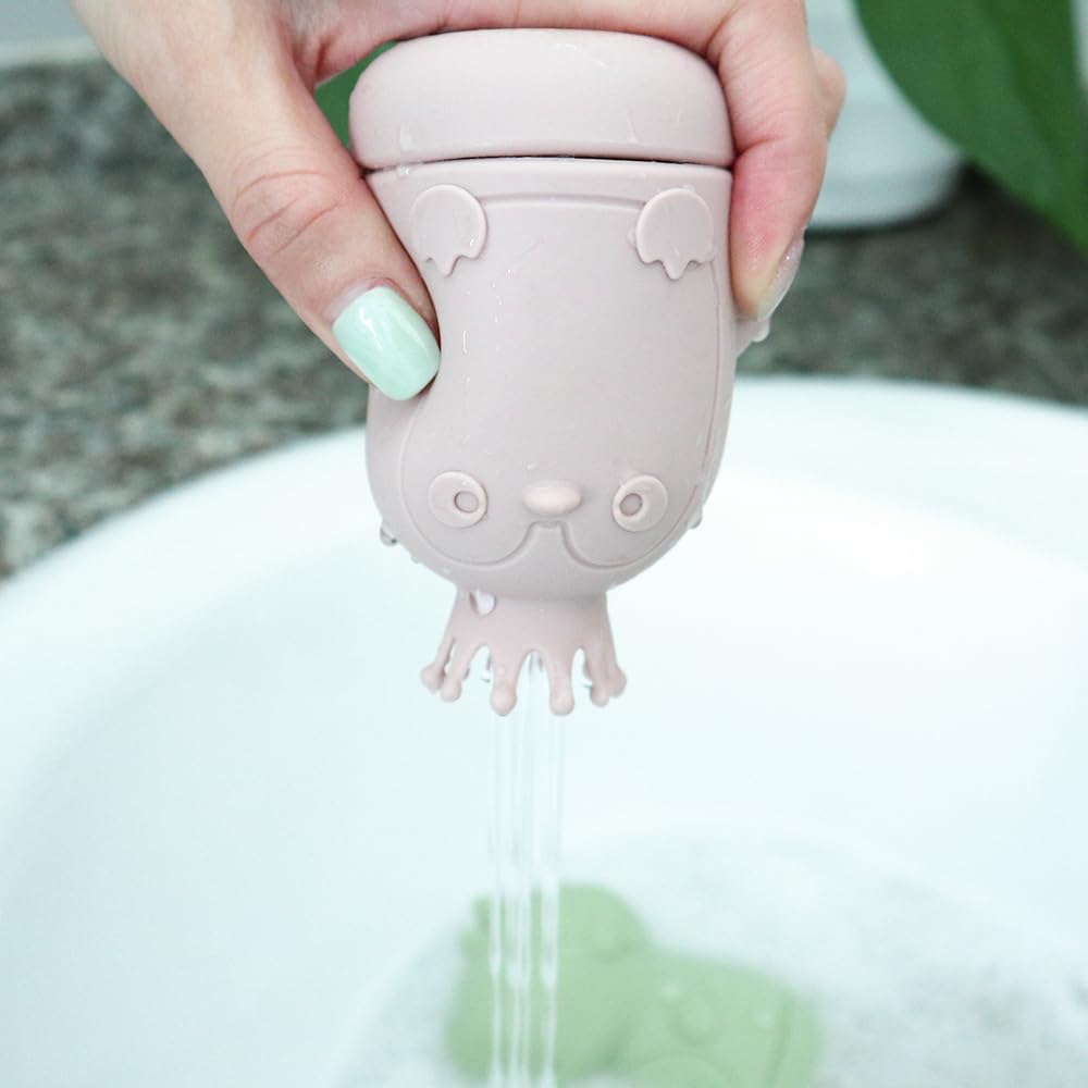 Ginbear Silicone Baby Bath Toys, Non-Toxic Mold Free Infant Squirty Bathtub Toys for Toddlers 6 Months+, Pack of 4 (Dino)