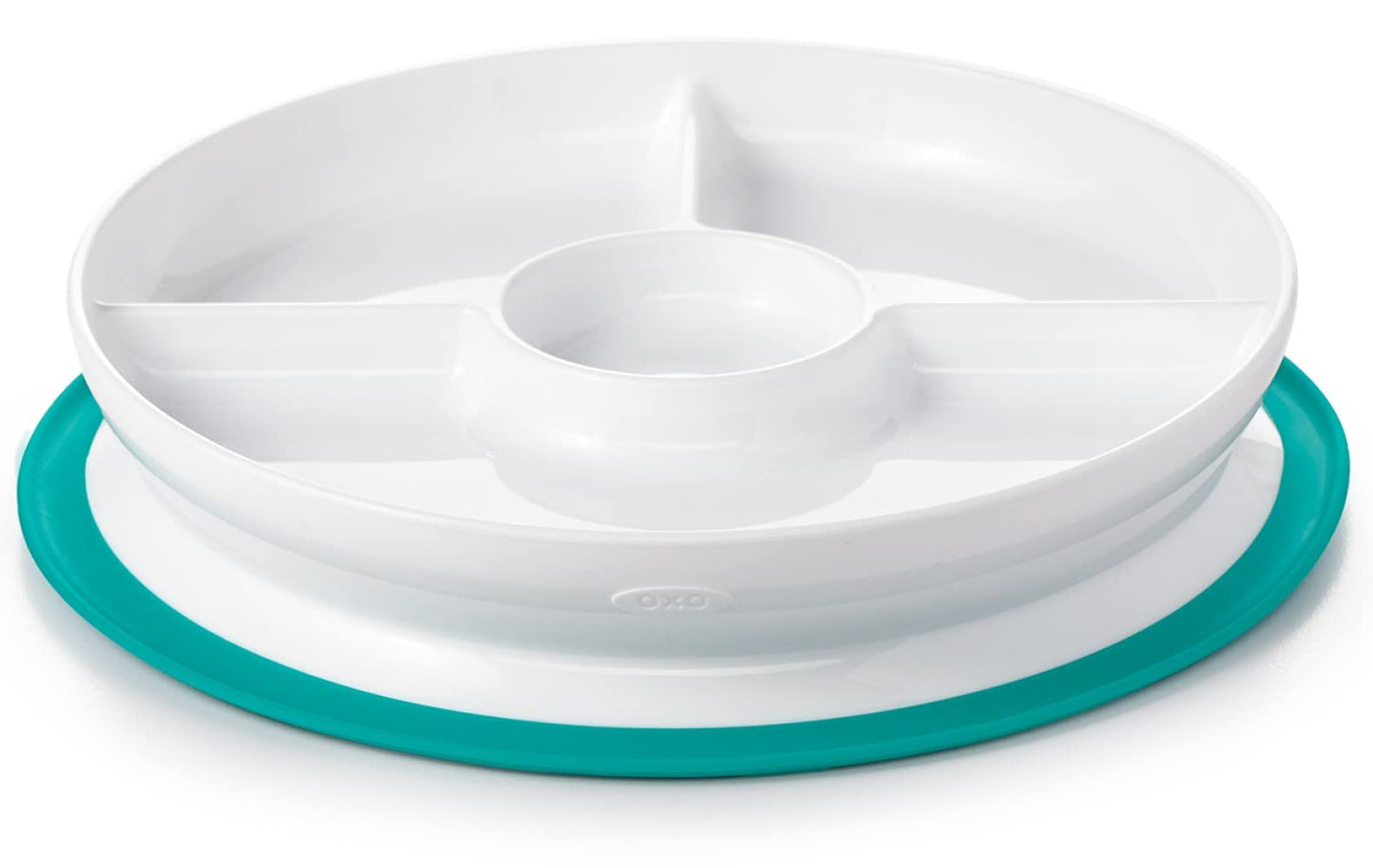 OXO Tot Stick & Stay Suction Divided Plate - Teal, 1 Count (Pack of 1)