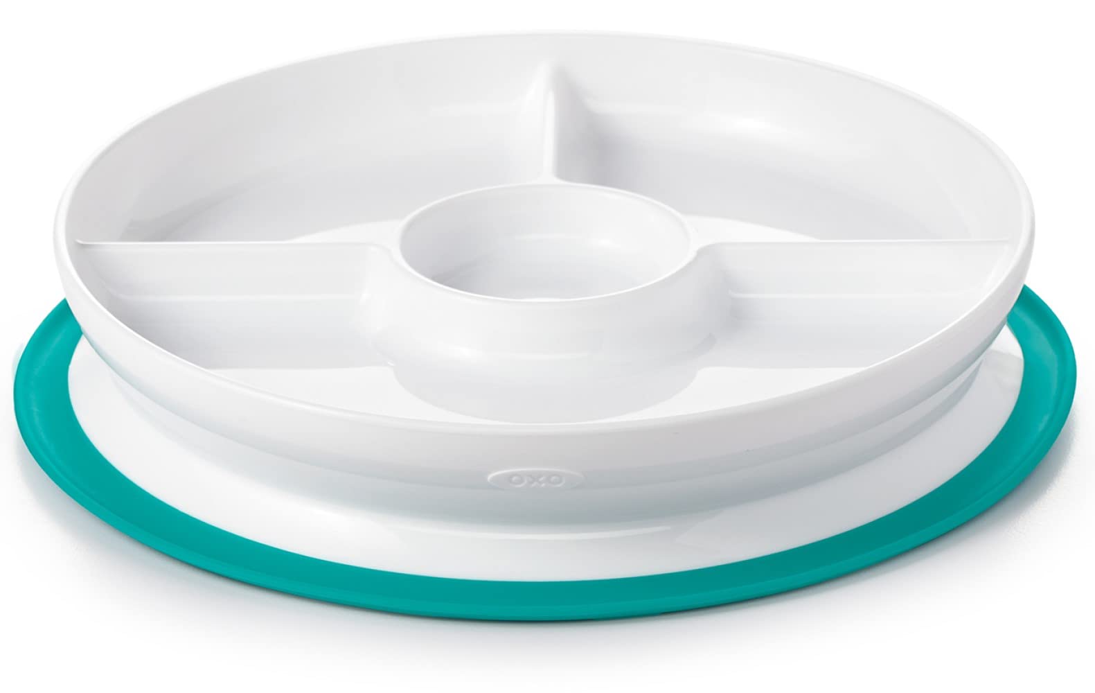 OXO Tot Stick & Stay Suction Divided Plate - Teal, 1 Count (Pack of 1)