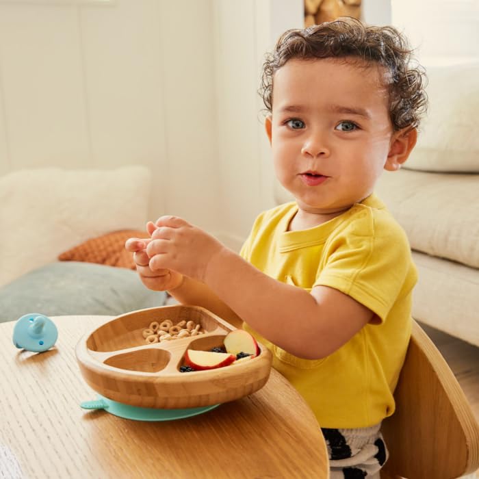 Munchkin Bambou Divided Suction Plate - Eco-Friendly Bamboo Dinnerware For Babies And Toddlers