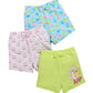 Bumzee Girls Cotton Above Knee Length Shorts Pack Of 3 Blue & Green  612 Months (Peb10448CBlu)