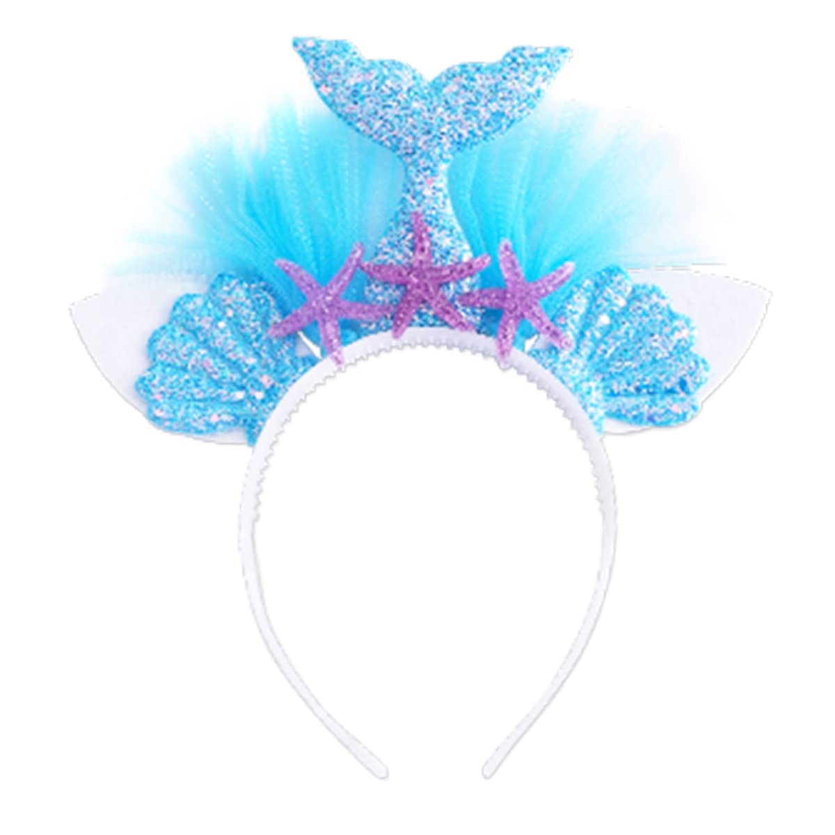 Doctor Unicorn Girls Mermaid Costume Layered Tutu Skirt Dress With Mermaid Tshirt, Headband & Satin Sash Mermaid, 6-7 Years