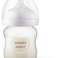 Philips Avent Natural Glass Baby Bottle With Natural Response Nipple (Slow Flow, Flow 2), 4Oz, Scy910/01