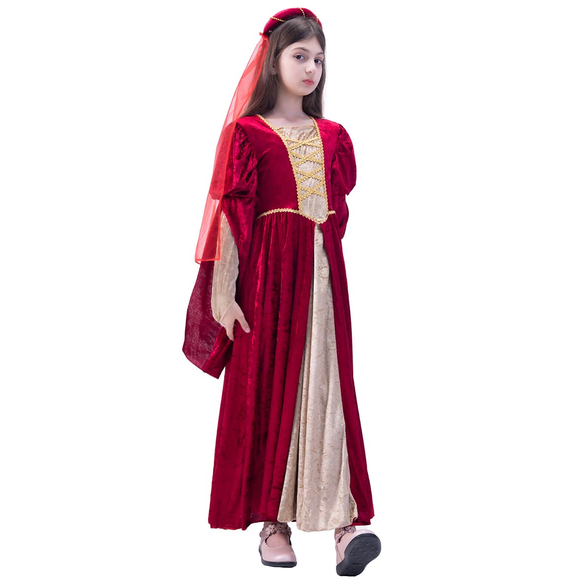 Pgond Girl'S Renaissance Halloween Fancy Dress Medieval Costume (L-10-12)