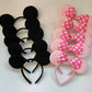 Newtgan 20 Pcs Mouse Ears Headbands For Birthday Party Theme Park Costume Play Celebration For Boys And Girls (Black,Pink) (Pink