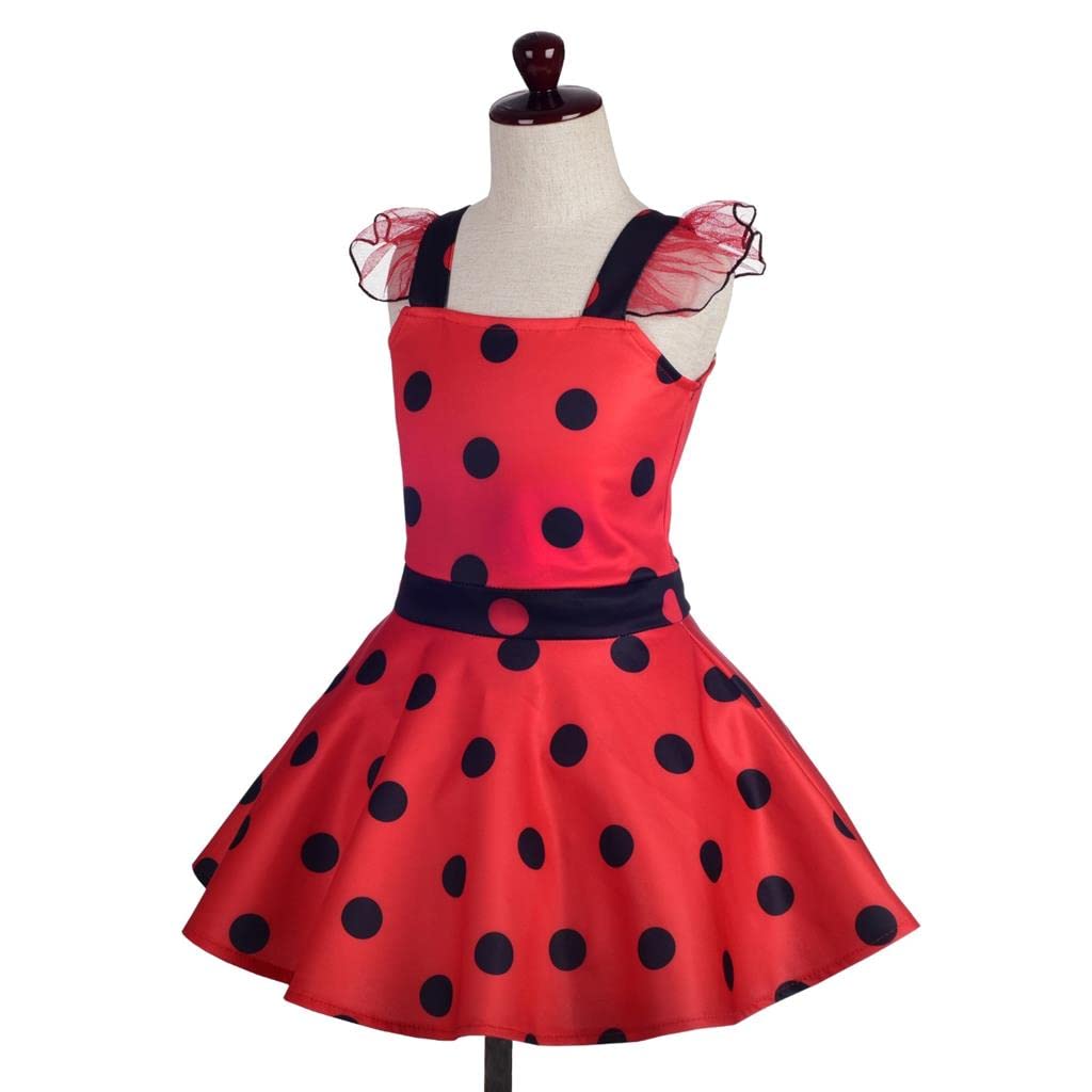 Dressy Daisy Girls Polka Dots Ladybug Dress Up Costume Birthday Halloween Christmas Fancy Party Outfit Size 6X-8 Red