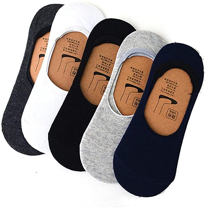 Vikansh Fashion Cotton Loafer Anti Slip Skin Friendly No Show Socks For Men Multicolored Pack Of 5
