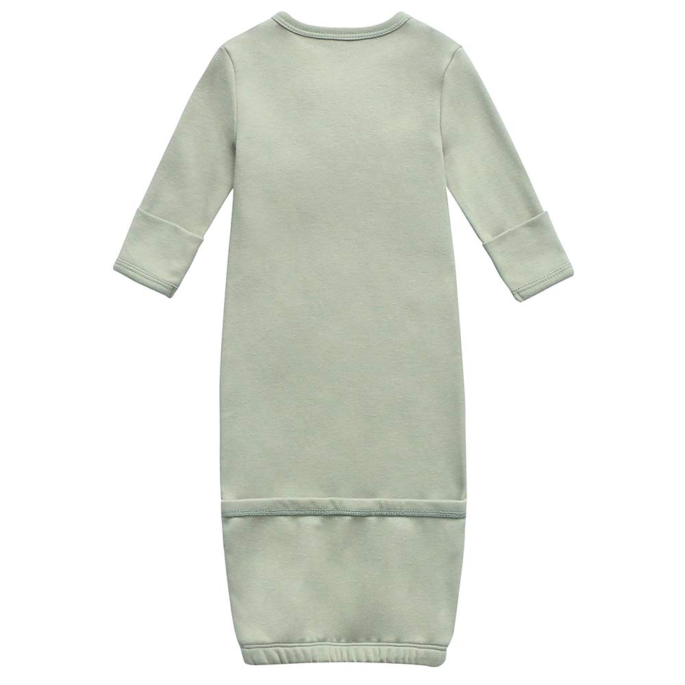 O2 Baby Baby Organic Cotton Kimono Gown With Mitten Cuffs And Fold-Over Pouch, Unisex Long Sleeve Infant Sleeper Sleeping Bag(3-