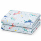 Hi mom Baby Muslin Towel, Unicorn Print, Light Blue, Soft Cotton, Everyday Use