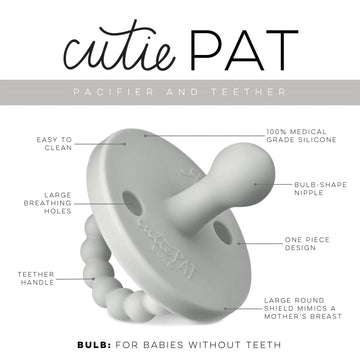 Ryan & Rose Cutie Pat Pacifier Teether (Bulb, Grey)