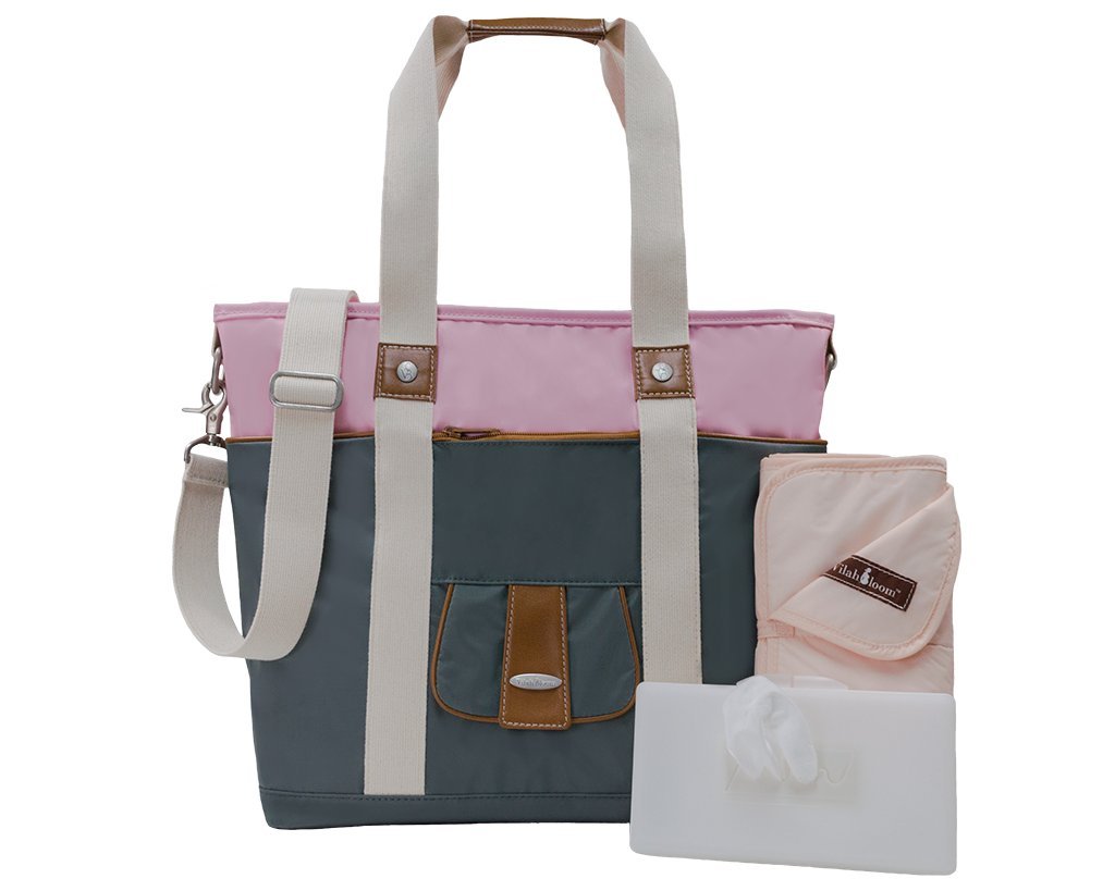 Vilah Bloom Harbor Side Tote Diaper Bag, Pink Elephant