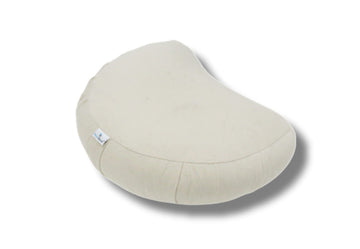 NutriBuck Crescent Shape Zafu Meditation Yoga Cushion Filled with Buckwheat Hulls (Cream)