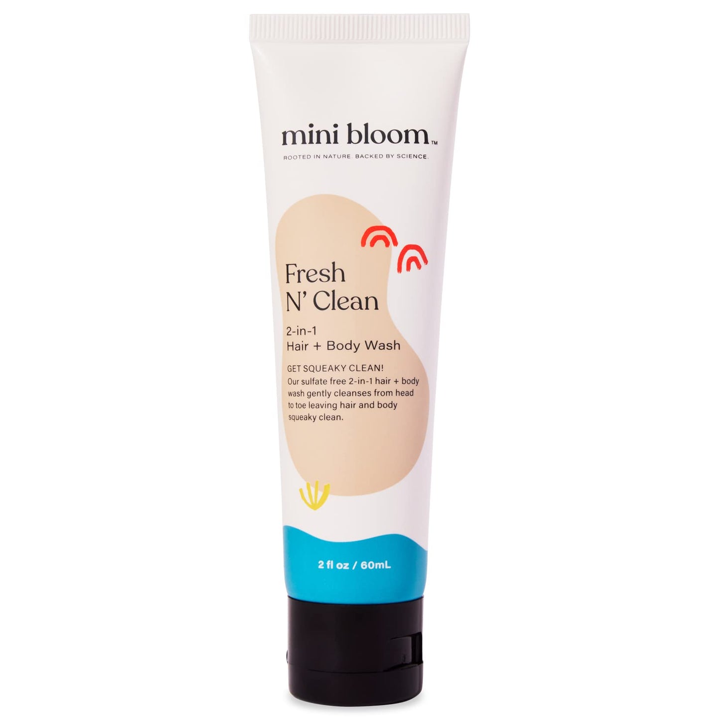 Mini Bloom Fresh N Clean 2-in-1 Hair + Body Wash Shampoo Sulfate-Free Baby & Kid Safe Aloe leaf, Chamomile extract, Lavender & B