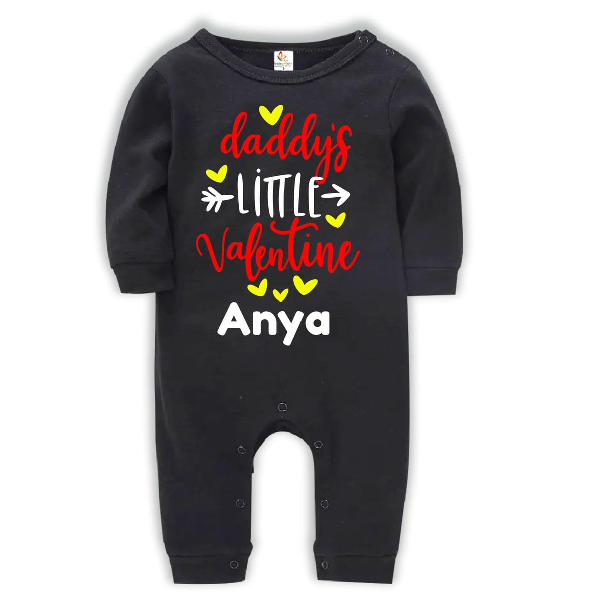 Baby Wish Customizable Valentine Day Celebration Full Bodysuit For Unisex Babies DaddyS Little Valentine Print With Baby Name 