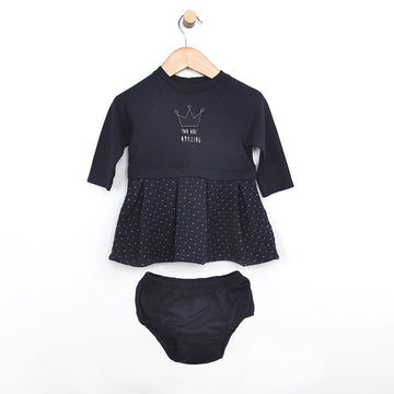 Robeez Baby Girls' Quilted Dress & Diaper Cover, Navy, 3 Months