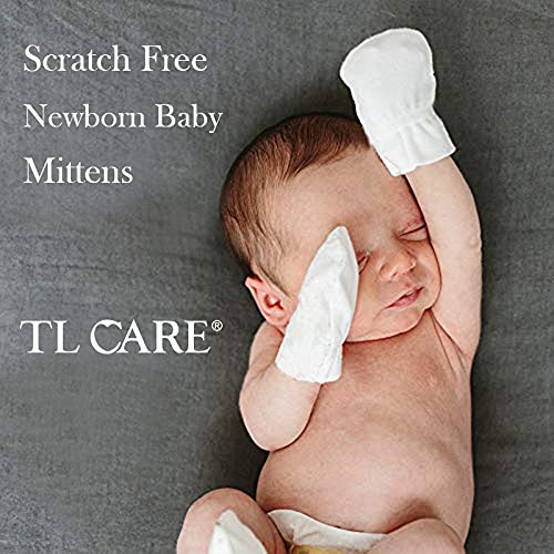 Tl Care Newborn Baby 100% Cotton Scratch Free Mittens, For Boys