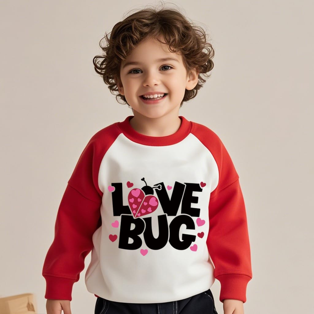 Xfsjgna Valentines Day Sweatshirts Kids 7T Boys Girls Valentine'S Ladybug Heart Graphic Raglan Shirt Toddler Long Sleeve Tops Re