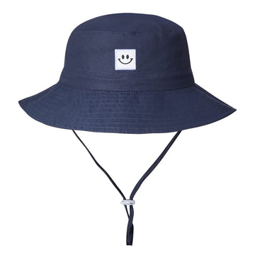 Baby Sun Hat Toddler Bucket Hat For Boys 2-7 Years Smile Face Navy