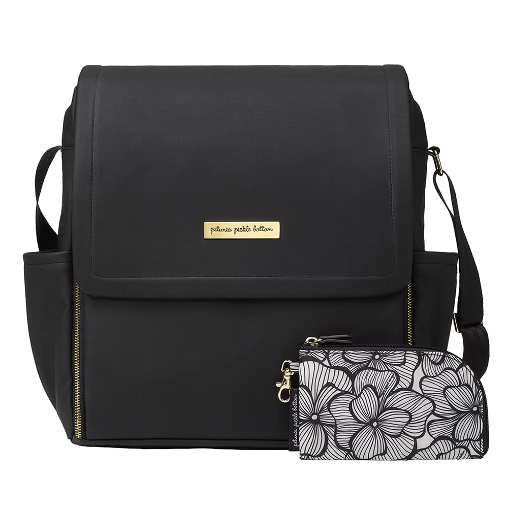 Petunia Pickle Bottom Boxy Backpack, Diaper Bag, Stylish Baby Bag, Spacious Backpack, On-The-Go Moms, Black Leatherette