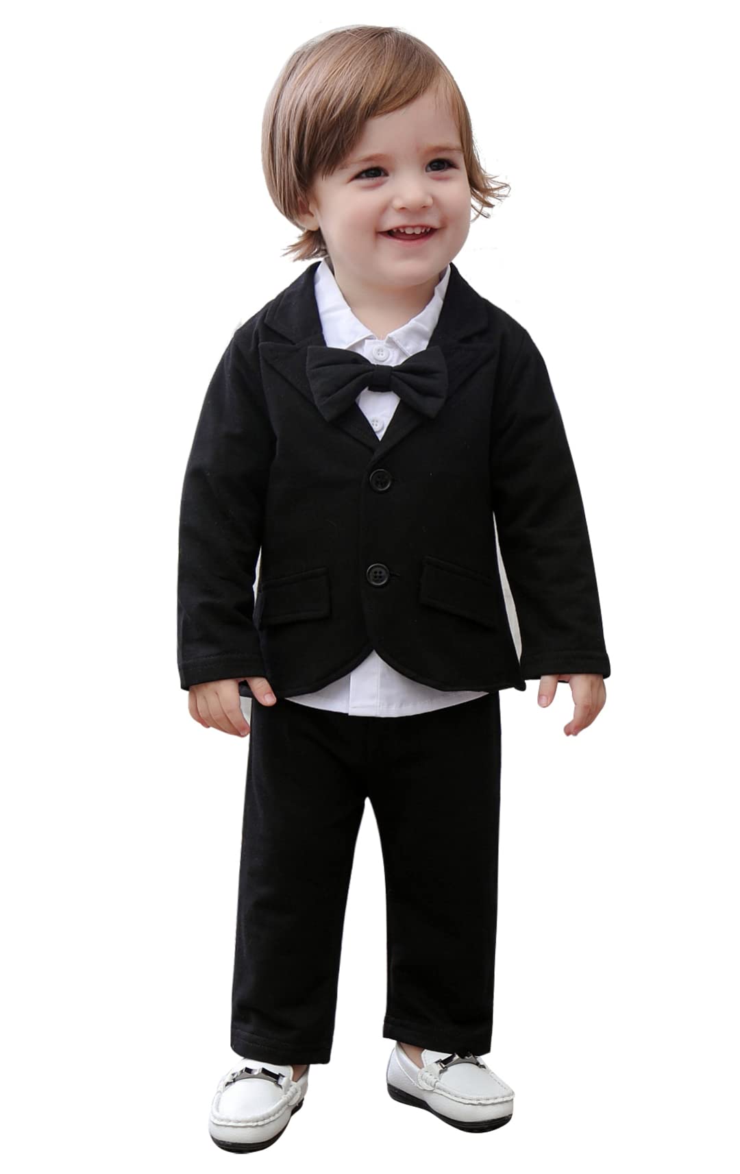 Baby Boys' Blazer Long Sleeves Shirts Pants Gentleman Suit 3 Pieces Sets Black 4 WBBAPB071K5BXVB