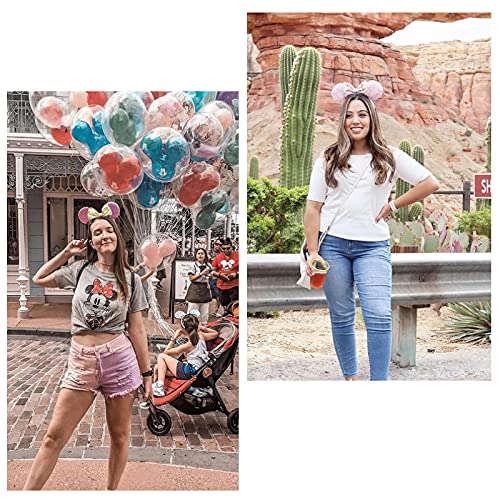 Rcraje Mouse Ears Bow Headbands, Mice Sequin Ears Headbands For Kids Girls Women, Glitter Party Princess Decoration Cosplay Birt