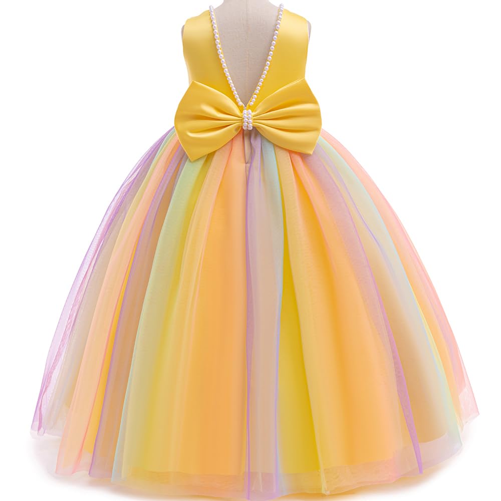 Jup'Elle Baby Girls Dresses With Pearls & Rainbow Color Tulle - Party Wedding Pageant Eastern Flower Girl Dress 6 Months