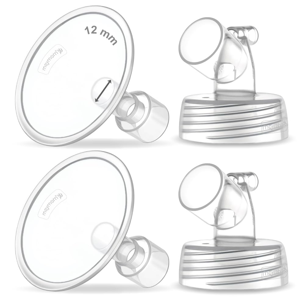 2X 12 mm Maymom Two-Piece Wide Neck Pump Parts for Spectra S1/S2 Pumps; Incl Wide Mouth Flanges; Not Original Spectra Flange