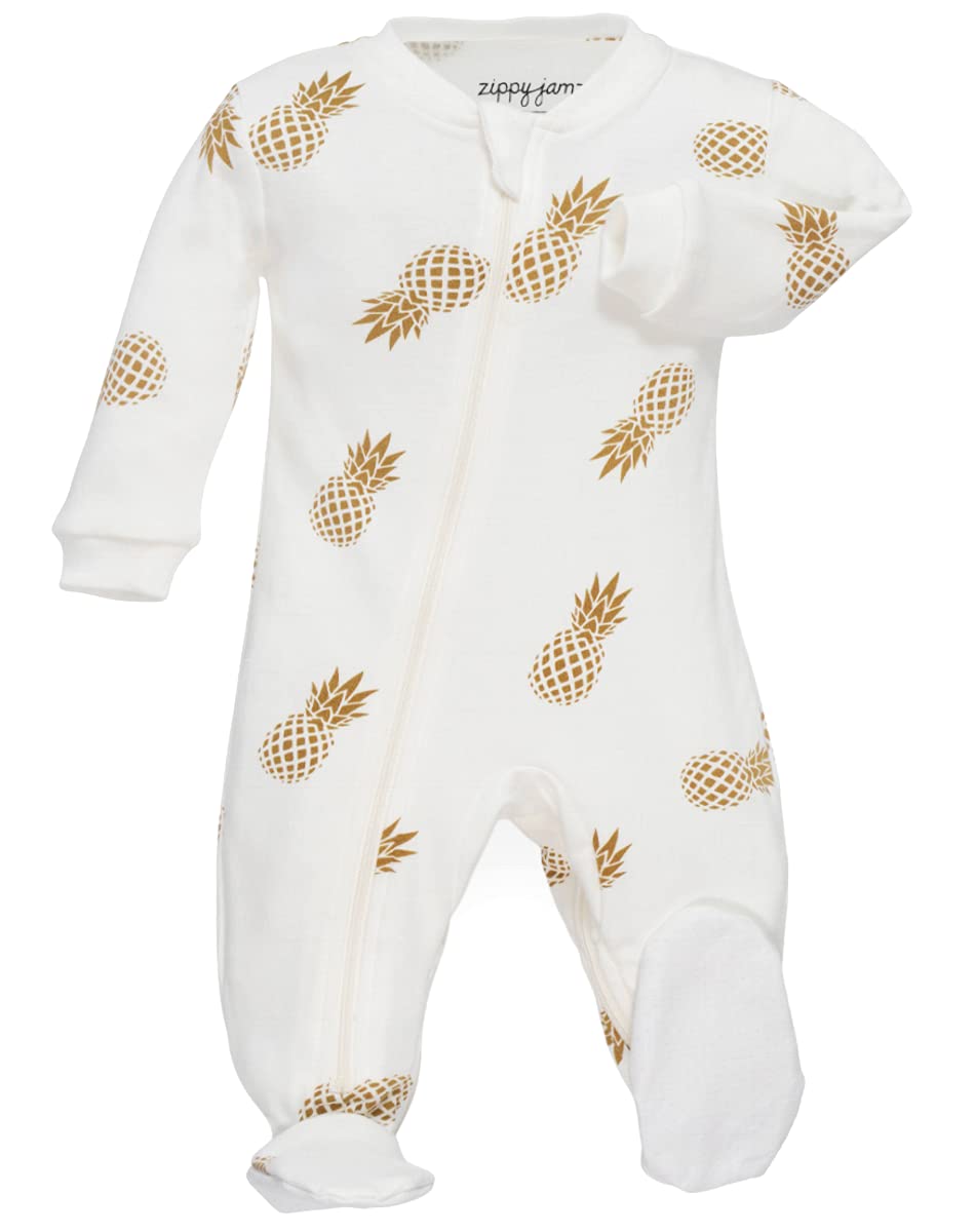 Zippyjamz - Zipper Organic Sleeper Footed Baby Pajamas With Inseam Zipper (Sweet On The Inside, 12-18 Months)
