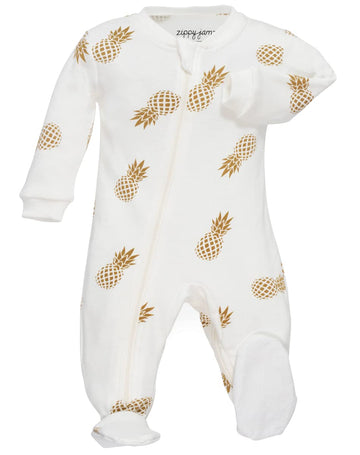 Zippyjamz - Zipper Organic Sleeper Footed Baby Pajamas With Inseam Zipper (Sweet On The Inside, 12-18 Months)