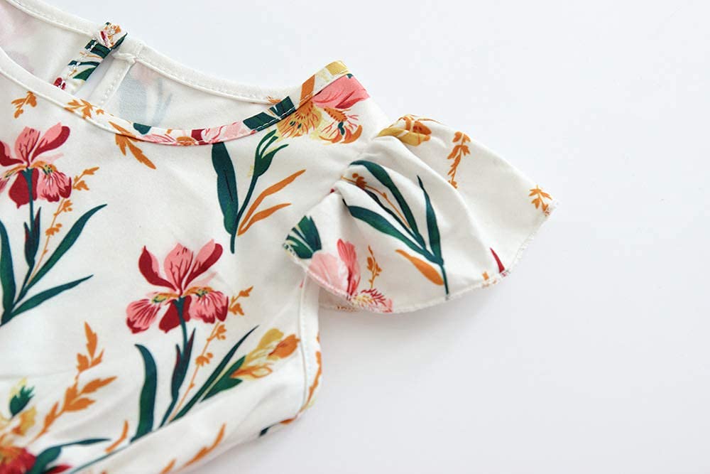 Toddler Baby Girls Tutu Dress Ruffle Sleeveless Floral Princess Dress Summer Clothes Outfits (Pink-Daffodil, 1-2T)