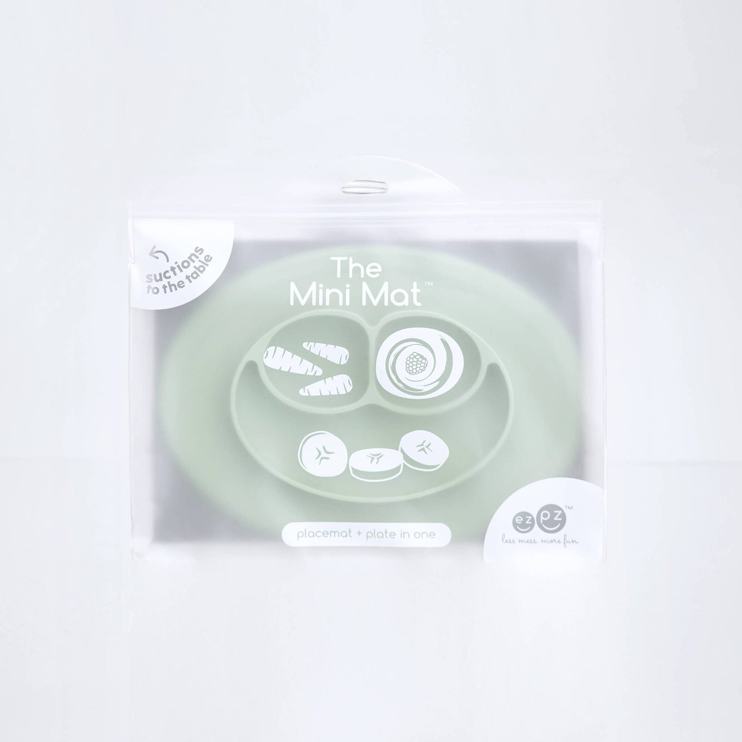 ezpz Mini Mat for 12 Months+ (Sage) - 100% Silicone Placemat + Plate with Suction for Infants + Toddlers - Supports Baby-Led Wea