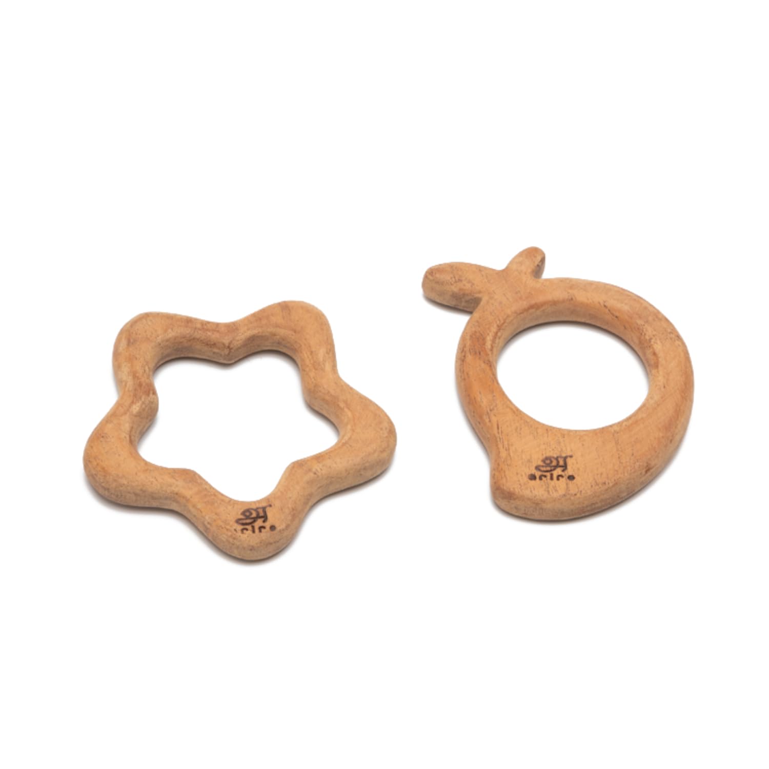 Ariro Wooden Teethers Shaped As Mango And Star For Baby Boy & Girl | Hand Crafted With Organic Neem Wood That Helps Boost Immuni