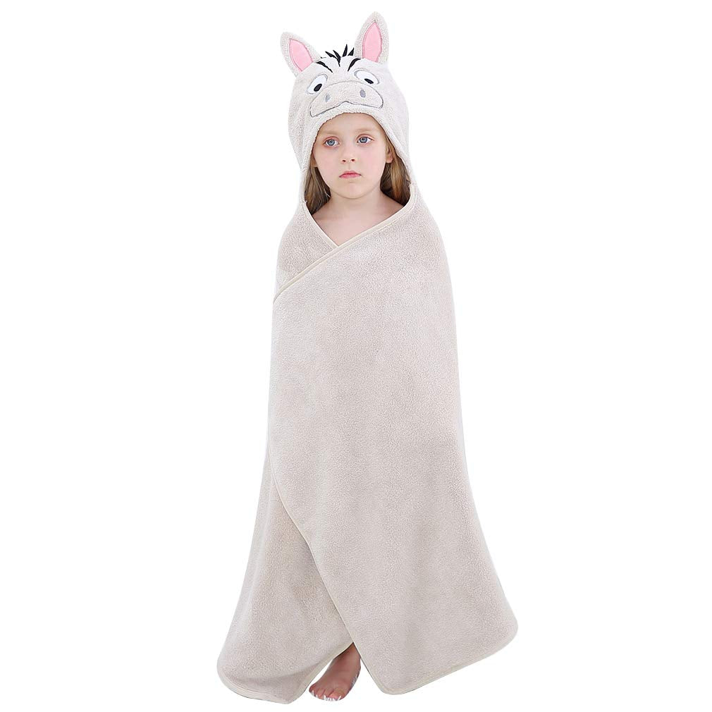 Michley Cartoon Hooded Baby Towel Unisex, Premium Soft Swimming Bathrobe Large Washcloths 27.5 ' X 47 ' For 0-7T (Zebra)