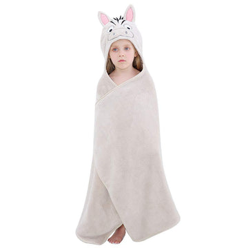 Michley Cartoon Hooded Baby Towel Unisex, Premium Soft Swimming Bathrobe Large Washcloths 27.5 ' X 47 ' For 0-7T (Zebra)