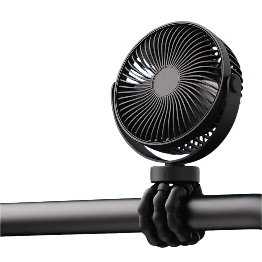 Homefy Portable Baby Stroller Mini Fan with Flexible Tripod, Rechargeable 360 Rotating Fan for Car Seat, Crib, Bike, Travel & Ou