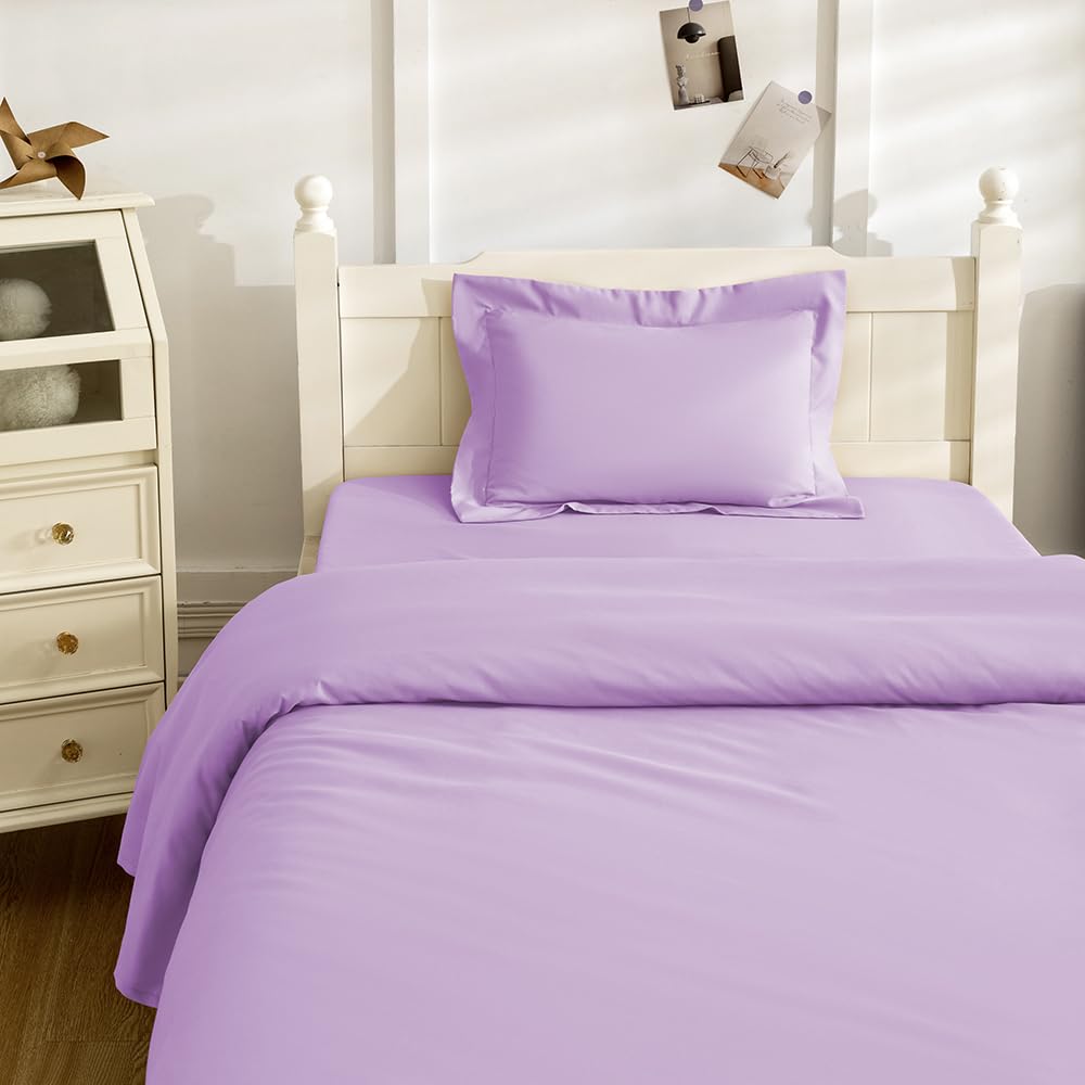 NookZuzu 3 Piece Toddler Sheet Set,Purple Basics Bed Sheet Set for Toddler,Microfiber 3-Piece Sheet Set Soft Breathable Crib Bed