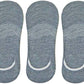 Queery Men Solid No Show Cotton Loafer Socks (Light Gray, Pack Of 3 Pairs)