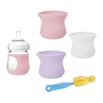 3 Pack Silicone Sleeve For Philips Avent Glass Bottle, Anti Breakage Baby Bottle Holder With Nipple Brush For Avent Glass Bottle