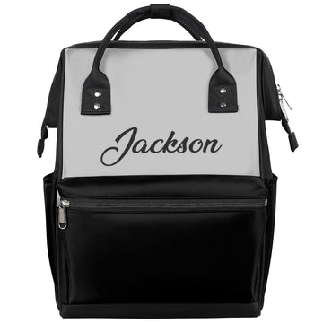 SPYORBKX Personalized Baby-Boys Diaper-Backpack Waterproof Nappy Backpack for Mom Dad Baby-Bag 11x7x15.7 Inches Grey Mommy-Bag