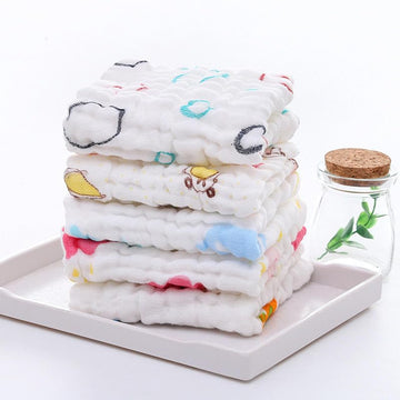 Taxzode Muslin 6 Layer Organic Cotton Face Towels For Newborn Baby Extra Soft Hankies Reusable Napkins For Infants Toddlers/Kids