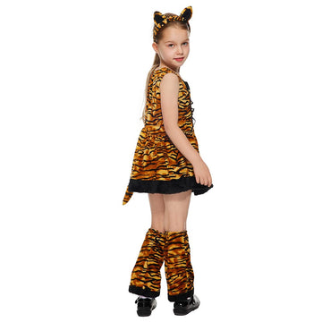 Eraspooky Little Tiger Costume Kids Halloween Animal Costume Big Cat Outfit For Girls