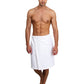 Towelselections Mens Shower Wrap Adjustable Cotton Terry Velour Wrap Gym Body Cover Up Medium/Large White