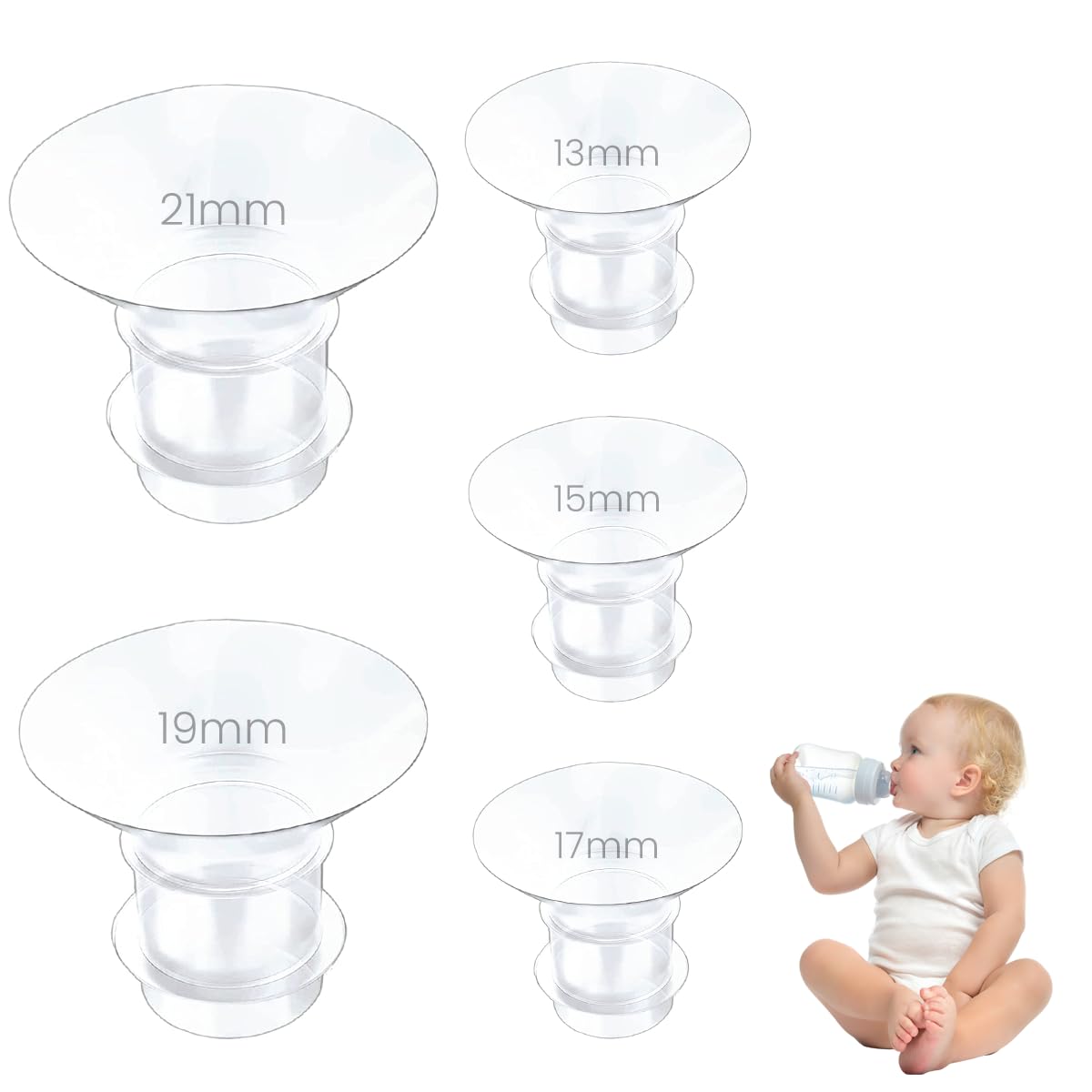 Snowie Soft 5Pcs Breast Pump Accessories For Breast Pump, Flange Inserts Suit For Medela, Spectra 24Mm Shields/Flanges, Breast S