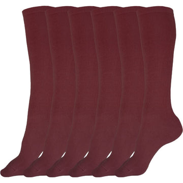 Judanzy 3 Pairs Of Boys And Girls Solid Knee High Uniform Socks For School, Soccer, Football, Afo Etc. (10-15 Years, Maroon)