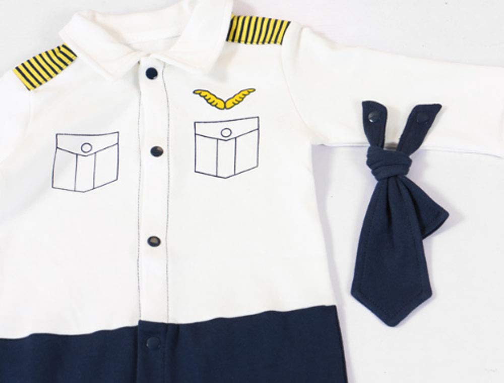 Fancybaby Baby Pilot Boys Halloween Uniform Cosplay Romper Costume Outfit (9 To 12 Months, Short Sleeves)