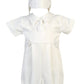 Baby Boys Christening Matt Satin Romper 3-6Mos White