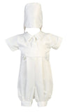 Baby Boys Christening Matt Satin Romper 3-6Mos White