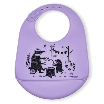 Modern-Twist Bucket-Bib, Badger Family - Lavender