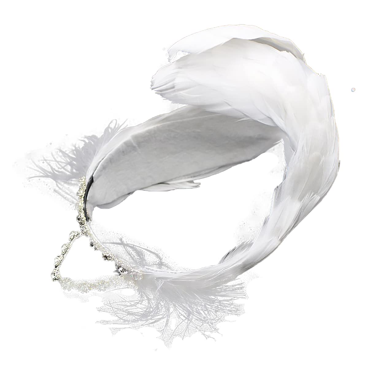 MTPLOP Classic White Feather and Diamond Hair Band for Ballet Dancers Swan Lake Dance Costume Hair Accessories (White, Small for
