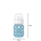 Lifefactory 8-Ounce Wide Neck Glass Baby Bottle With Protective Silicone Sleeve And Hard Sippy Spout, Denim (Lg2221Wde4)